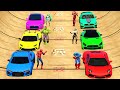 SPIDERMAN AND SUPERHEROES Mega Ramp and FAST CARS Hulk Harley Quinn Crazy Jake Jump - GTA 5