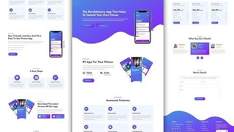 Responsive Mobile App Landing Page Design Using HTML , CSS & JavaScript With Free Source Code