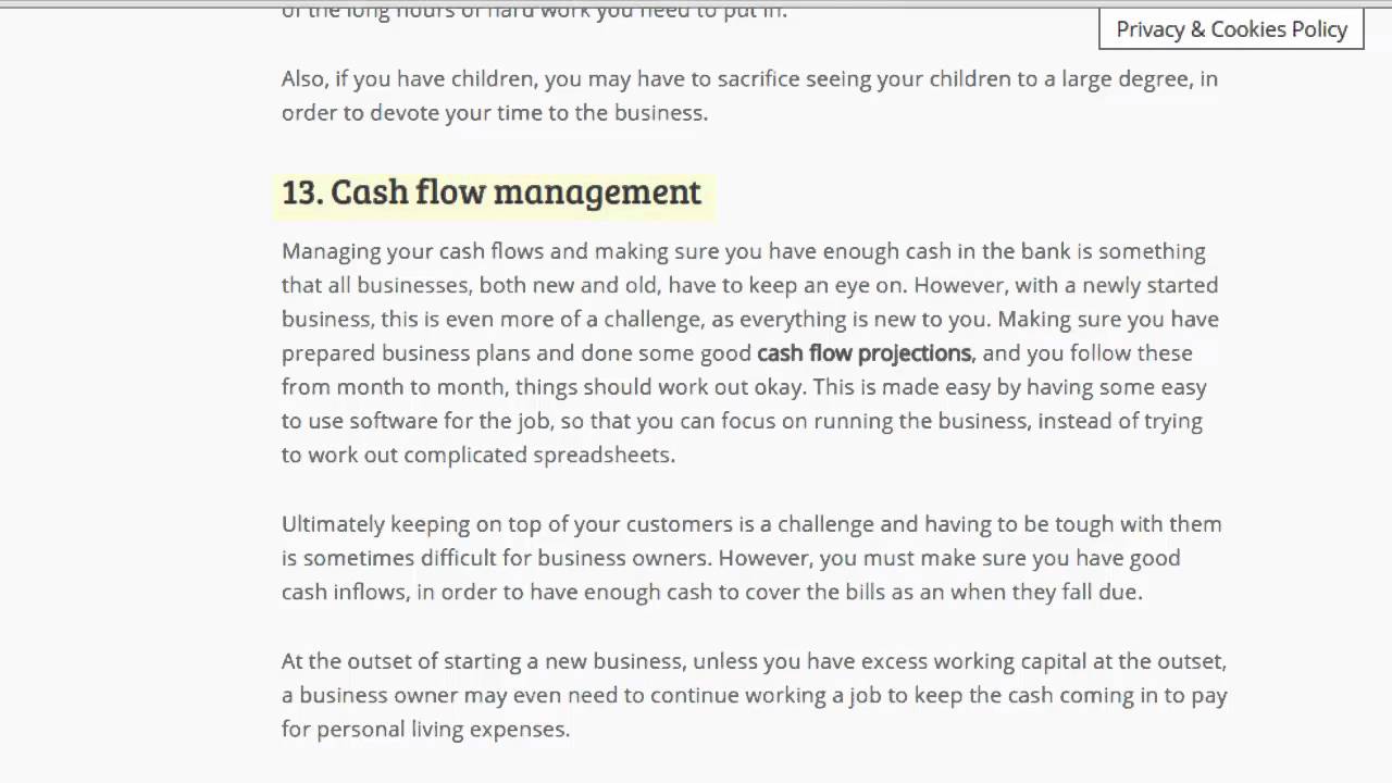 cash flow for new business