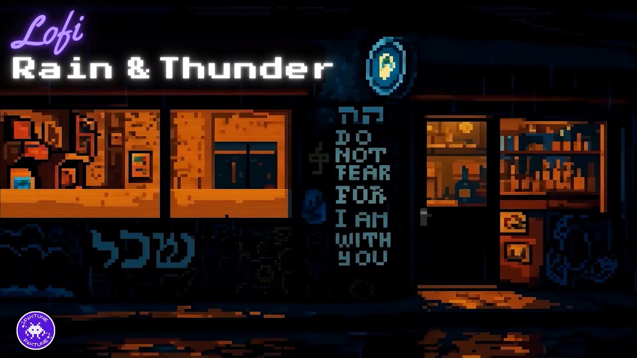 8-Bit Pixel Rain & Thunder at Cozy Café | Relaxing Lofi Study & Chill