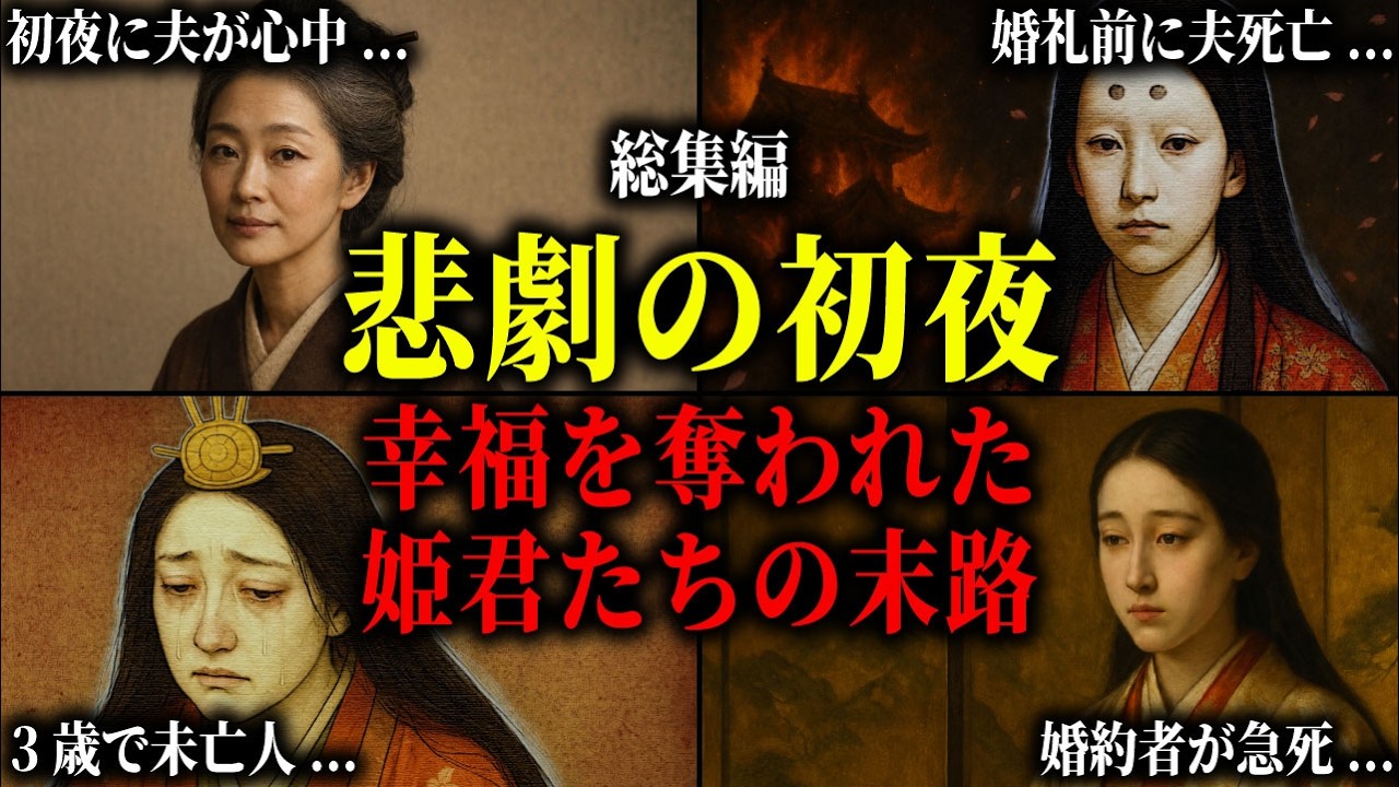 【総集編】初夜に夫が心中・婚礼前に夫が急死・2歳婚約3歳で未亡人。結婚という幸福が一瞬で地獄に変わった姫君・令嬢たちの波乱の生涯。