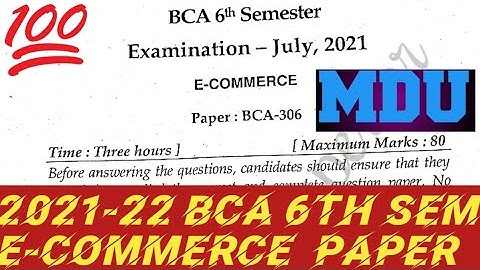 2021-22 bca 6th sem E-commerce question paper MDU # MDU #shorts #bca
