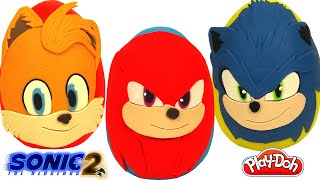 3 Ovo Surpresas Sonic 2 O Filme Sonic, Knuckles, Tails em Português Brasil Massinha Play Doh