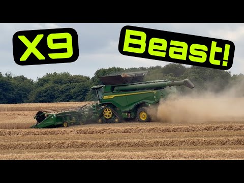 Bailing and Behind a John Deere X9 Combine! Radio! 