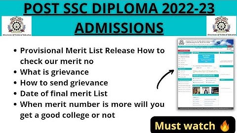 Post SSC Diploma Admission Latest Update| Provisional Merit List Release How to Check