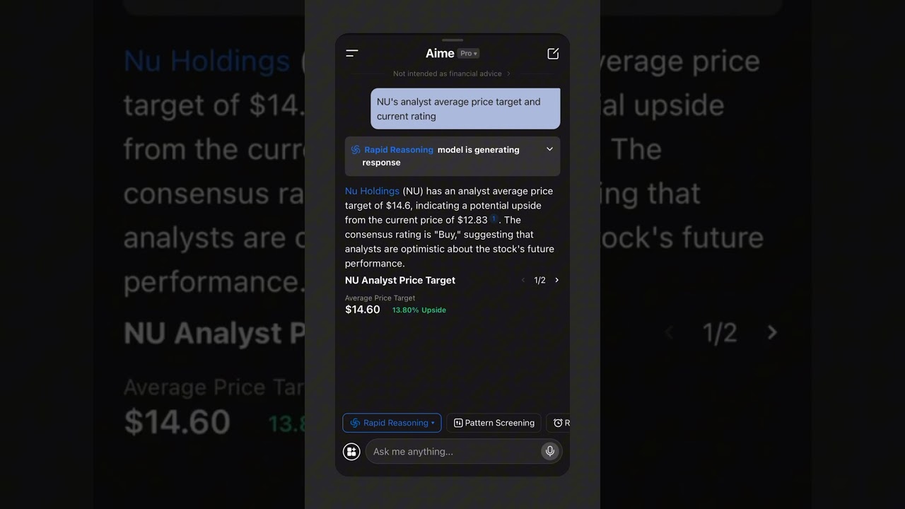 NU's analyst average price target and current rating 