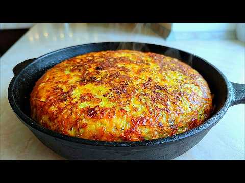 Just grate the zucchini and add eggs! Incredible zucchini pie in a pan in 15 minutes