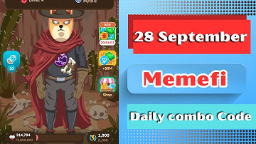 Memefi Daily combo code 28 September  28 September Memefi Daily combo code today airdrop