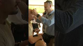 Dutton kicks footy into cameraman causing gash on forehead | ABC NEWS