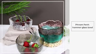 Irregular shape gold edge glass bowl salad bowl