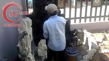 Thi công hòn non bộ cho anh Phúc tại huyện Bình Chánh