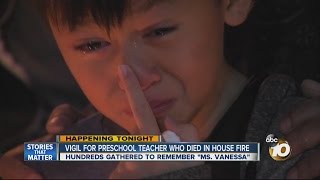 Vigil held for preschool teacher who died in house fire