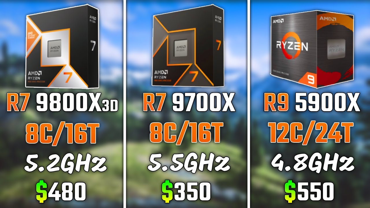 RYZEN 7 9800X3D vs RYZEN 7 9700X vs RYZEN 9 5900X | Test in 6