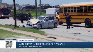 School bus involved in multi-car north Tulsa crash