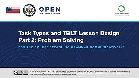 Task Types and TBLT Lesson Design Part 2: Problem Solving