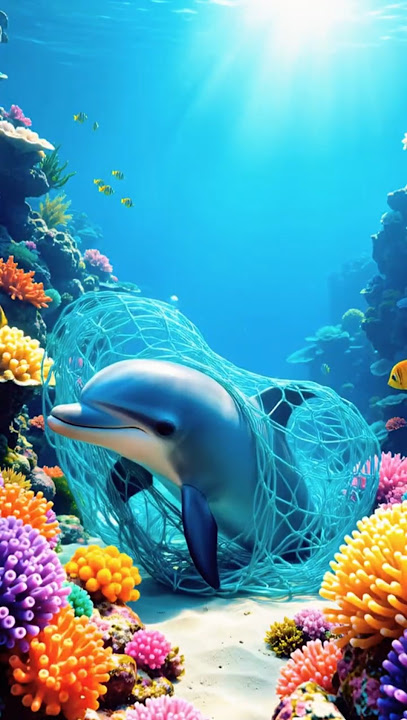mermaid frees a baby dolphin #mermaid #mermaidlove #shorts #shortsfeed #vr360 #tiktok #disney