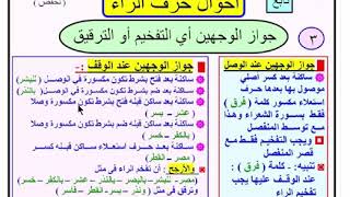 التجويد المصور تطبيق عملى.....أحوال حرف الراء جواز الوجهين أي التفخيم أو الترقيق