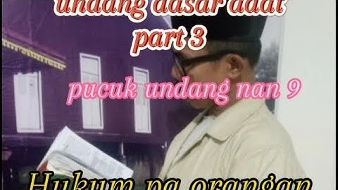 Hukum adat melayu jambi.  undang nan sembilan pucuk.  Hukum pa orangan