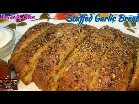 Stuffed Garlic Bread Recipe | Homemade Dominos style Stuffed Garlic Bread | The Tasty Bites