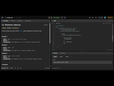 LeetCode 53 | Maximum Subarray | Brute Force Approach | Kadane’s Algorithm Explained Step by Step 🔥