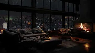 Fireplace and Rain Harmony for Relaxation in Your Perfect Nighttime Bedroom 🌧️🔥