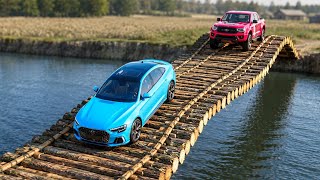 Cars vs Broken Bridge with Potholes Challenge #4 in BeamNG Drive! screenshot 4
