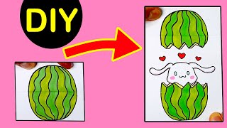 How to Make a Folding Surprise Card - Cute Bunny Cinnamoroll in Watermelon #sanrio #cinnamoroll by Happy Drawings 1,684 views 9 months ago 3 minutes, 42 seconds