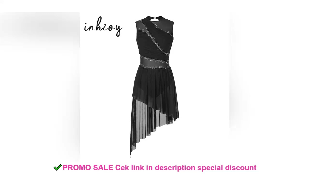 Womens Figure Skating Dress Chic Asymmetrical Hem Ballet Gymnastics Leotard Modern Contemporary Lyri