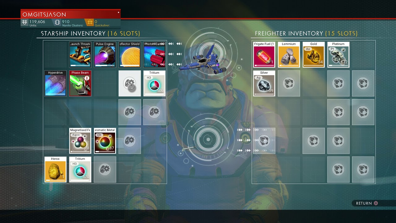 No Man's Sky Next Freighter Command Transfer Starship Inventory to