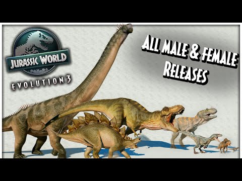 ALL JWE3 MALE and FEMALE Dinosaur Release Animations | Jurassic World Evolution 3