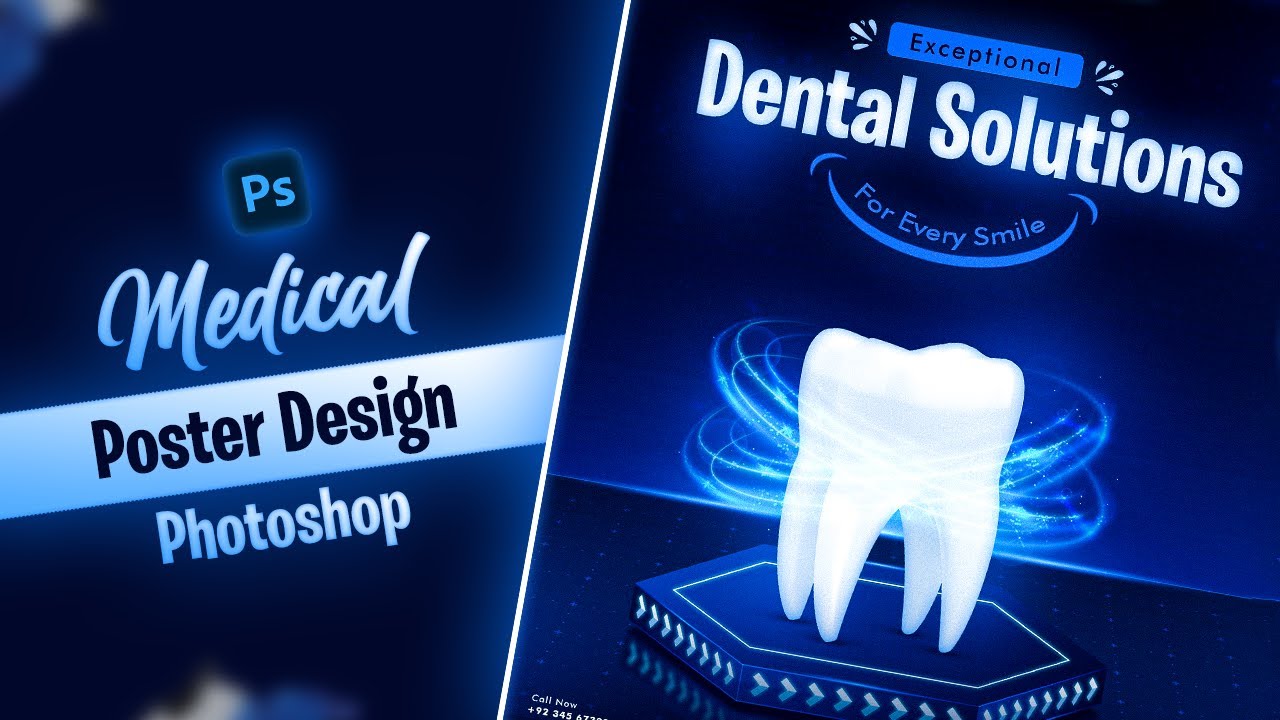 Дизайн медицинского плаката в Photoshop | Дизайн стоматологических постеров для социальных сетей
