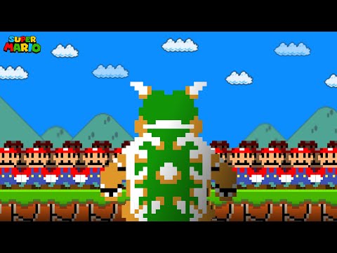 Super Mario Bros But 999 Marios At Once Try To Defeat Bowser And Beat The Game