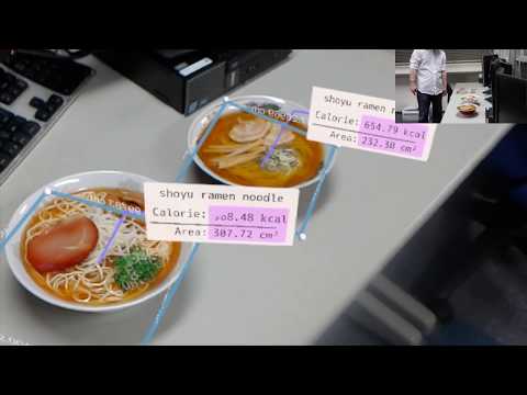 CalorieCaptorGlass : Food Calorie Estimation based on Actual Size using HoloLens and Deep Learning