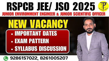 RSPCB JSO JEE 2025 New Vacancy | Junior Environment Engineer & Junior Scientific Officer |