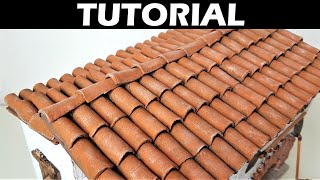 TUTORIAL: How to create roof tiles  in a quick and easy way  miniatures, modeling and dioramas