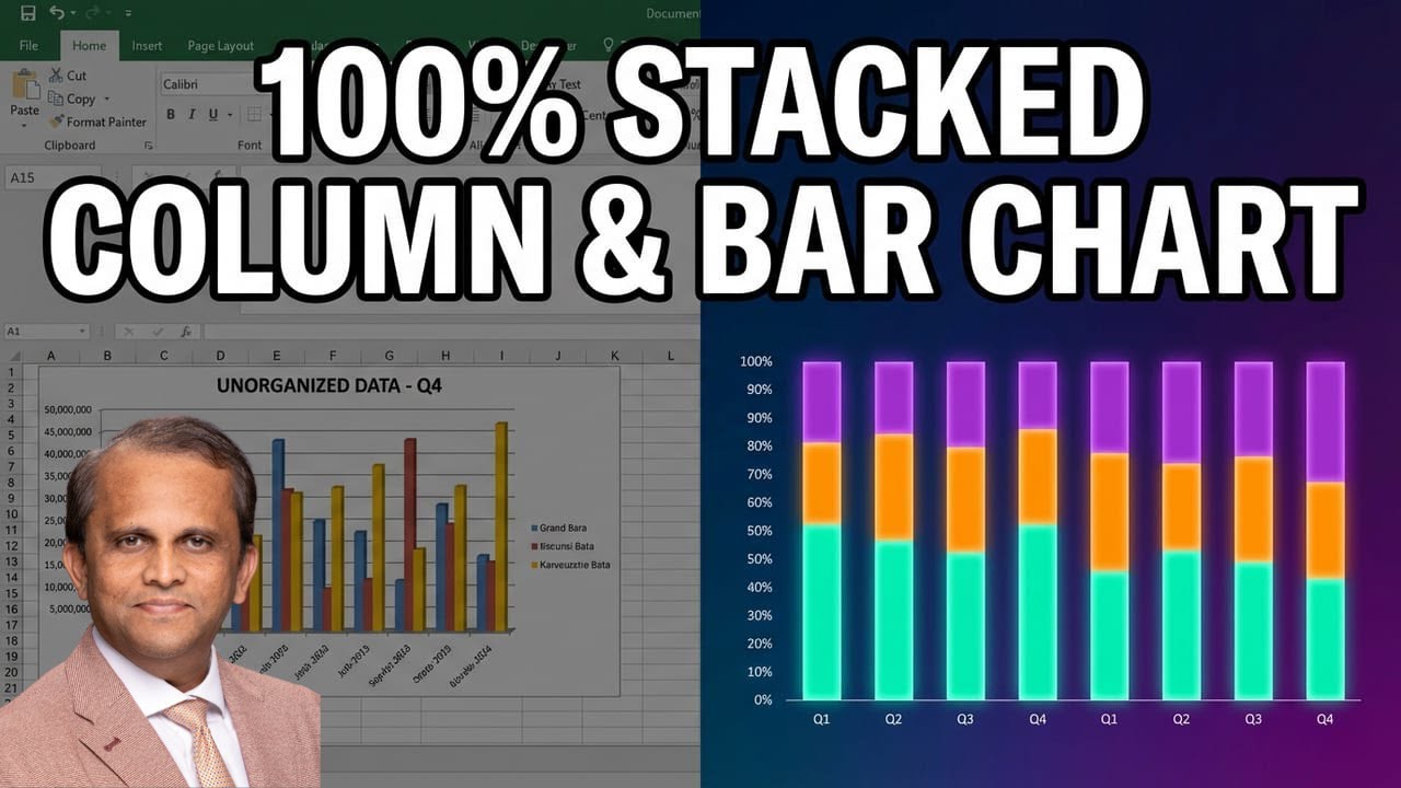 Excel Column Bar 71. Master 100% Stacked Column & Bar Charts in Excel in 6 Minutes 🔥 ...