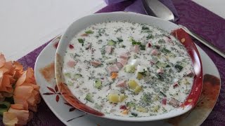 Рецепт вкусной окрошки с колбасой на майонезе