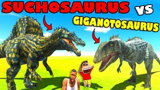 SUCHOSAURUS vs GIGANOTOSAURUS DEATH RUN and LION KING CHOP and SHINCHAN in ANIMAL REVOLT BATTLE