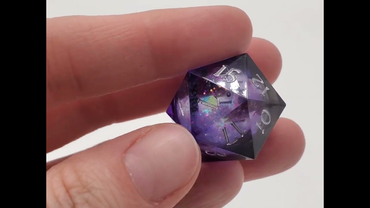 Old School Sharp Edged 22mm D20: Liquid Infused - Dark Cosmos Fury