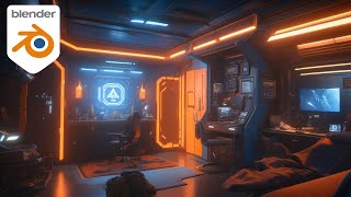 Blender sci fi Architecture Visualization Hard Surface Modelling in live