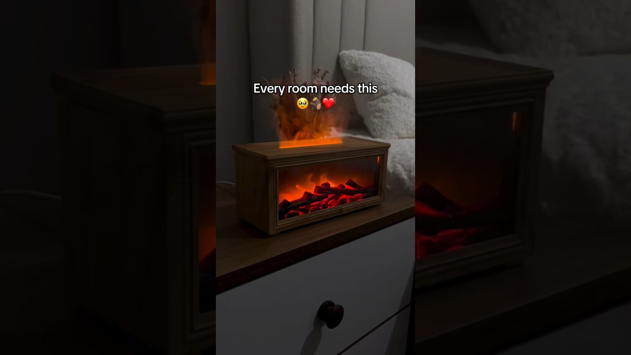 Artificial LED Fireplace with realistic Log Wood Burning 🔥! 