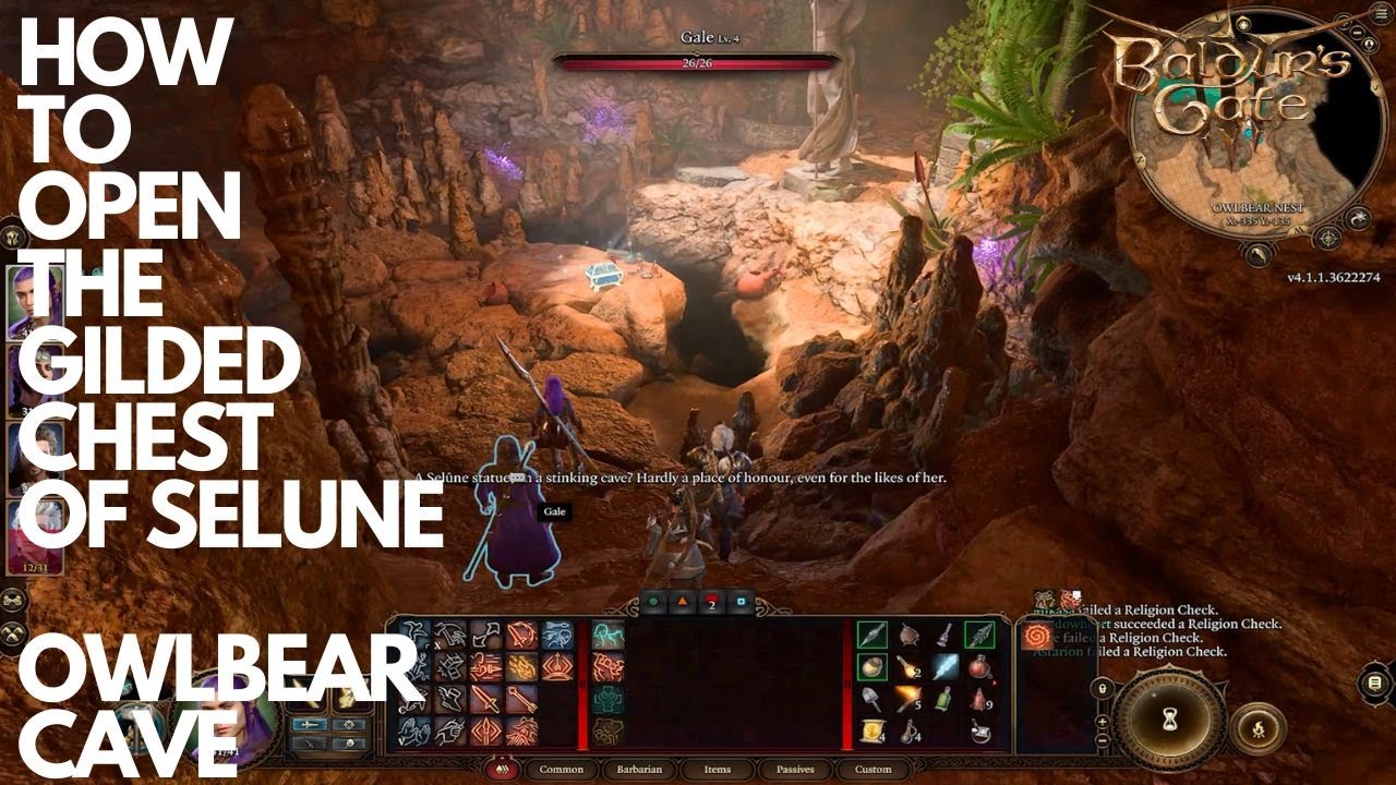 BALDUR'S GATE 3 How to open the Gilded chest of Selune - Owlbear Cave ...