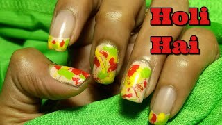 Easy nail art for holi, holi colours 2021