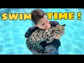 BABY LEOPARD GOES SWIMMING IN THE POOL ! WILL SHE LIKE IT ?!