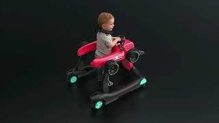Trotteur 4 en 1 pliable avec hauteur et vitesse réglables, musique