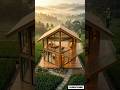 Misty Rice Field Villa Build Wooden Glass Pavilion Dream Home