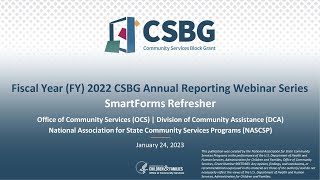 FY 2022 CSBG Annual Reporting: SmartForms Refresher