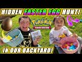 HIDDEN EASTER EGG HUNT! Backyard Scavenger Hunt Battle Rematch For New POKEMON CARDS!