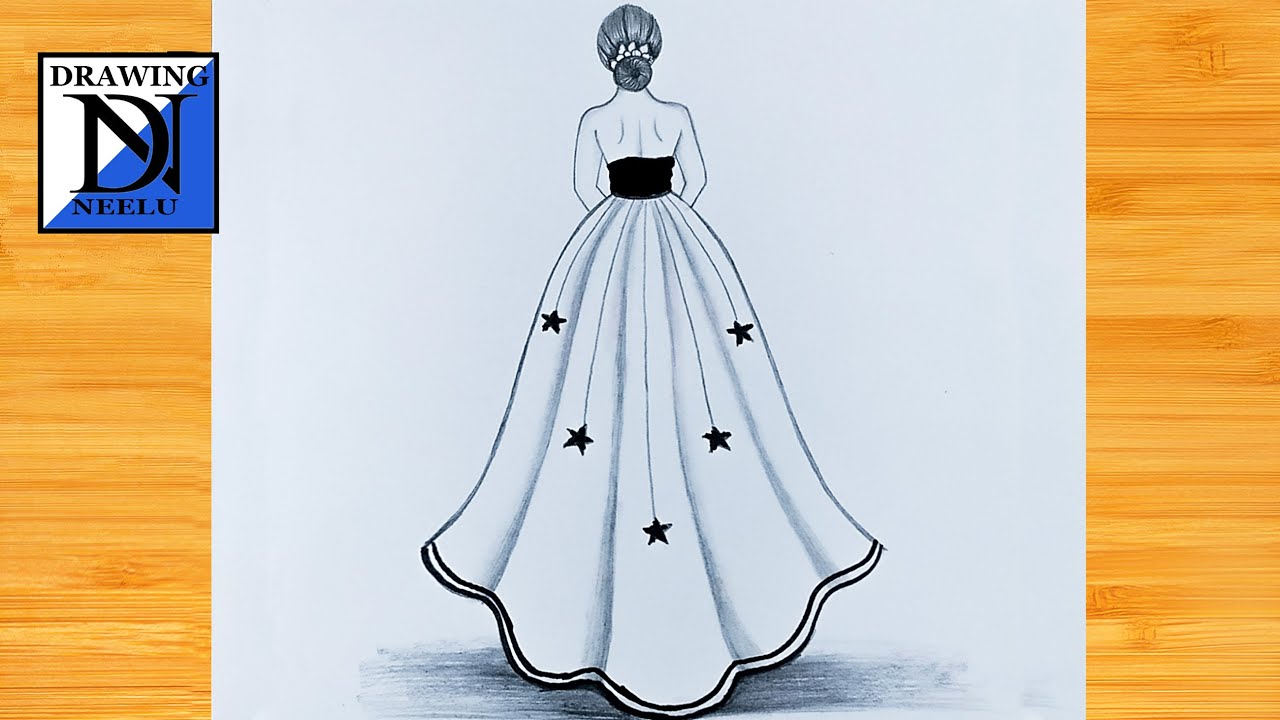 ball gown drawings of a girl - Clip Art Library