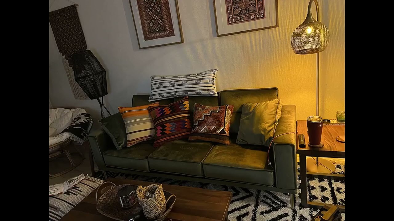 Signature Design by Ashley Macleary Modern Velvet Glam Sofa with Brass Metal Legs, Green